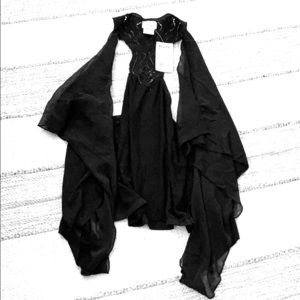 BNWT Black lace ruffled vest
